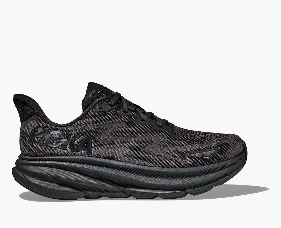 Hoka M Clifton 9 Wide Black/Black Black/Black 47 1/3