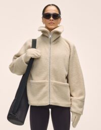 Casall Sherpa Short Zip Jacket - Ecru