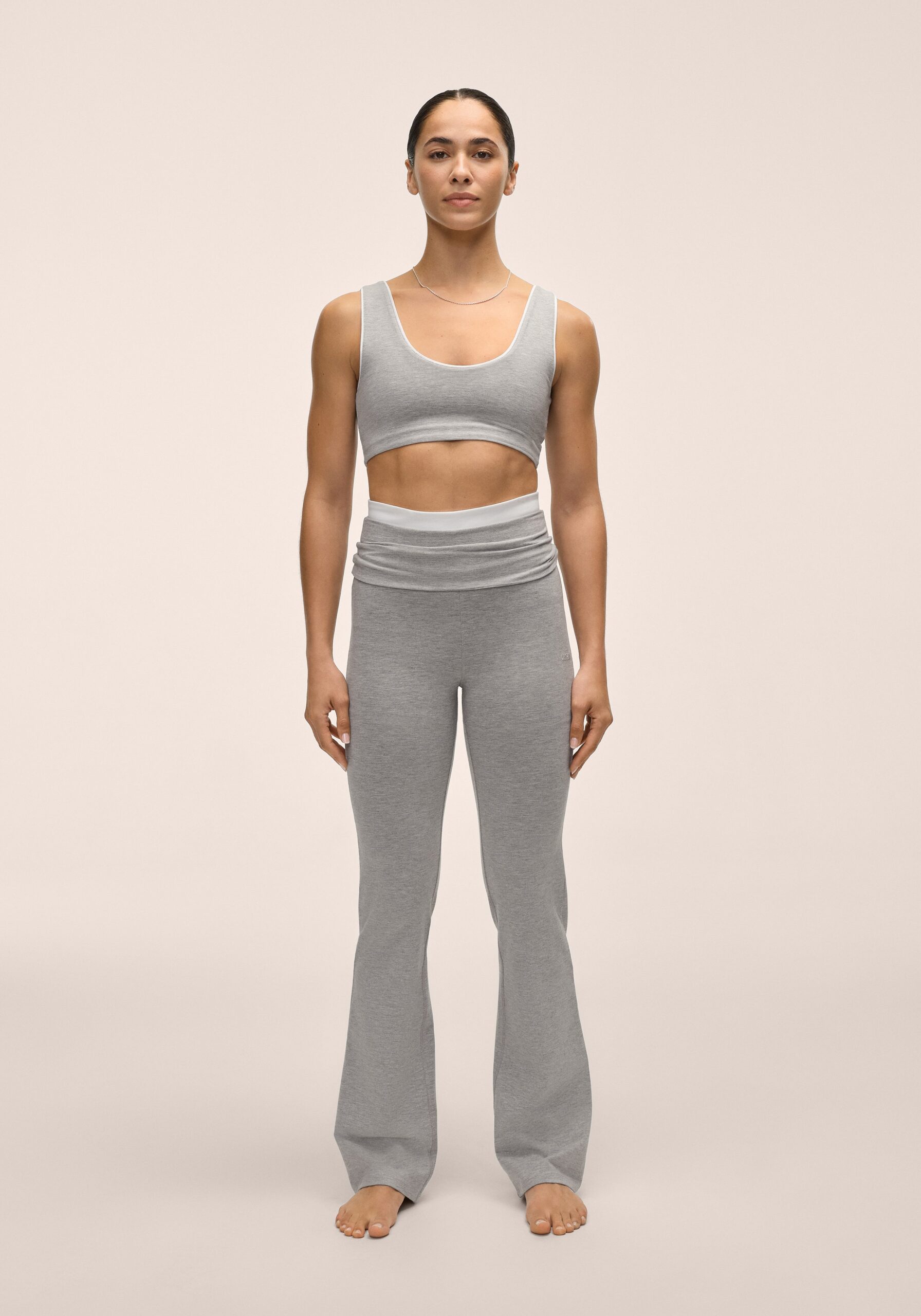 Casall Sublime Folded Flare Pants - Grey Melange