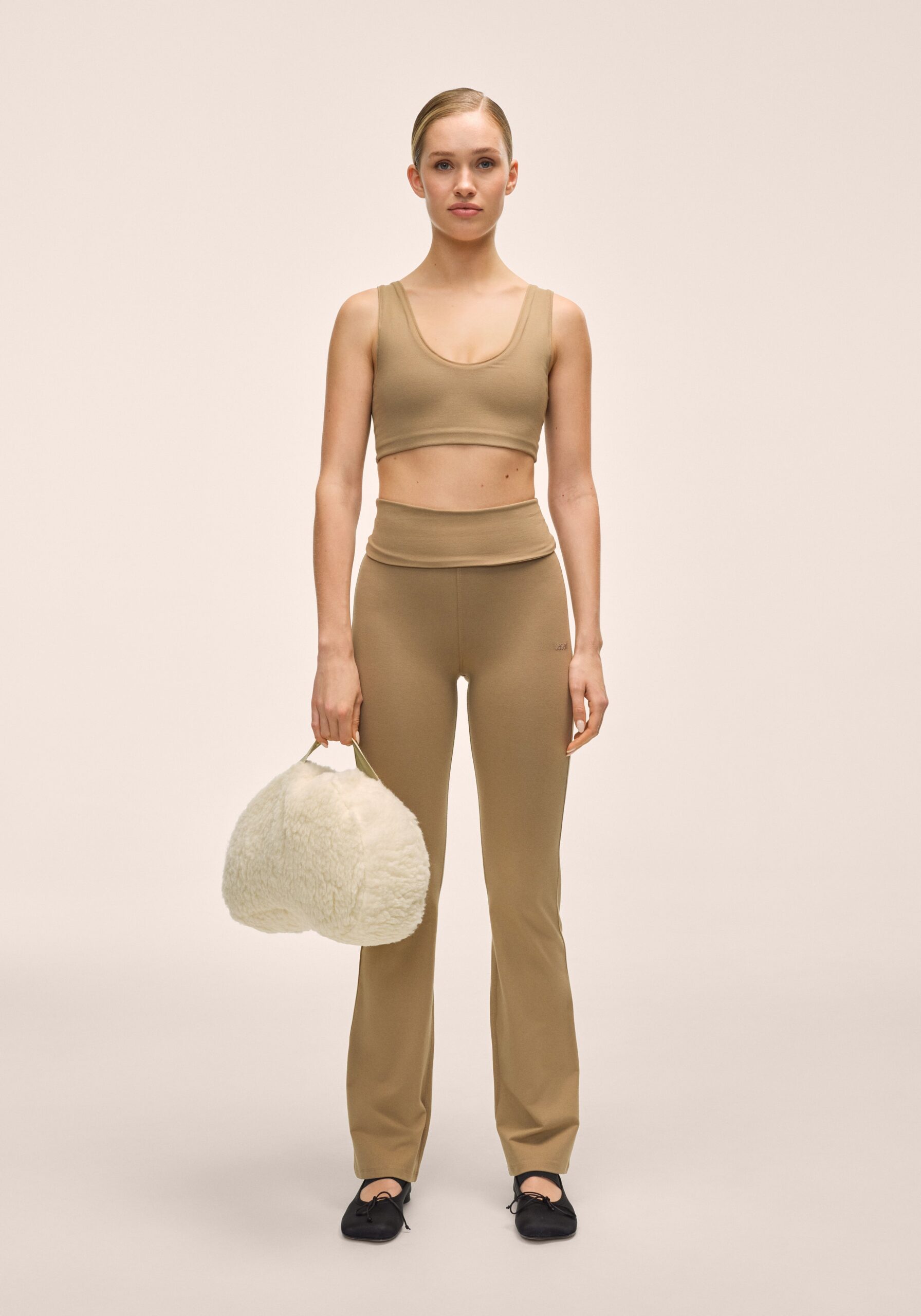 Casall Sublime Folded Flare Pants - Light Khaki