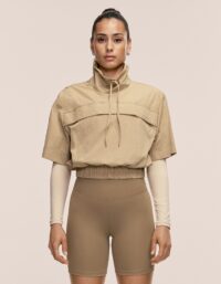 Casall Active Short Sleeve Track Jacket - Dark Sand