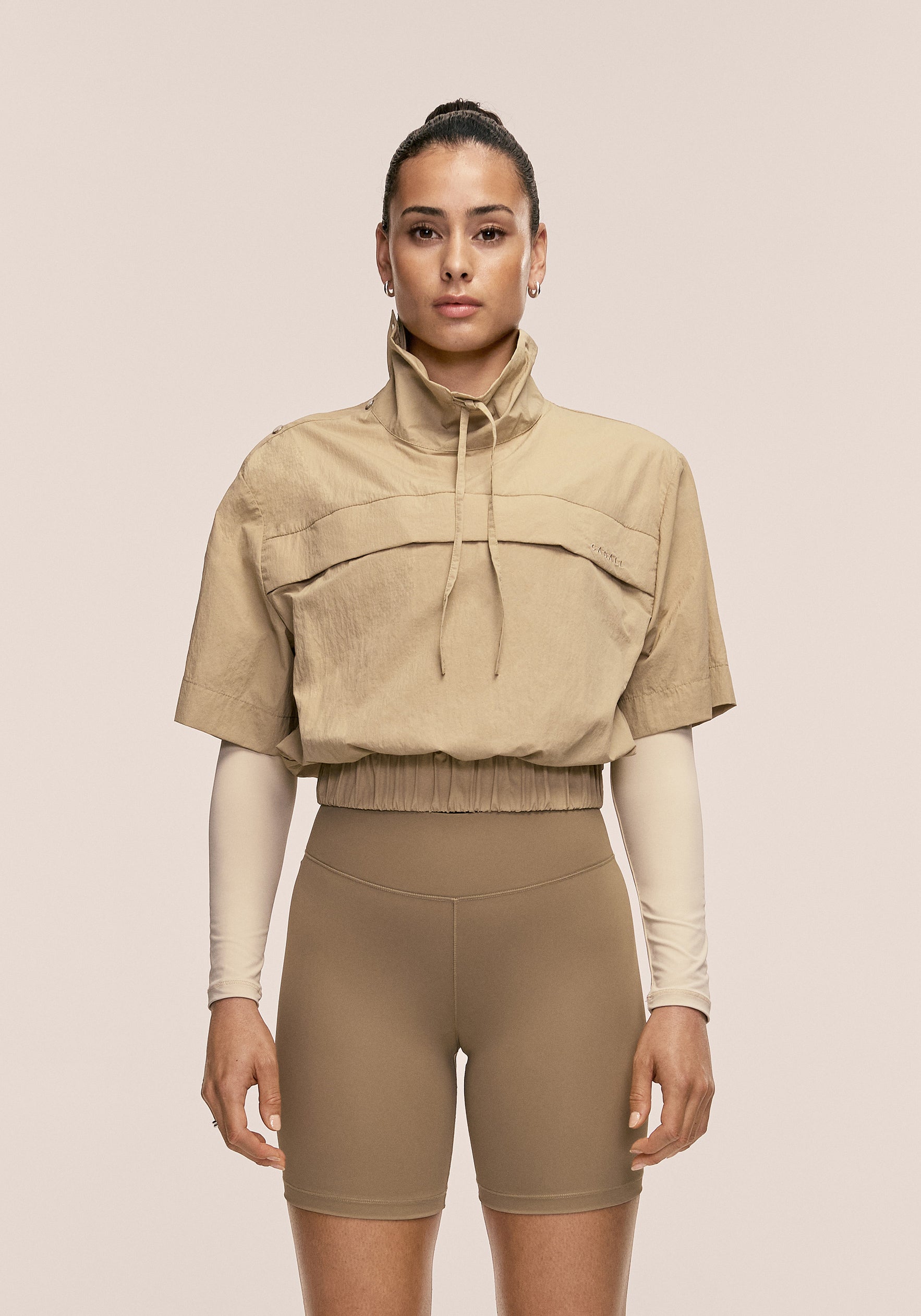 Casall Active Short Sleeve Track Jacket - Dark Sand