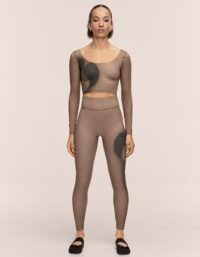 Casall Aura Flower print tights - Aura Lt Khaki