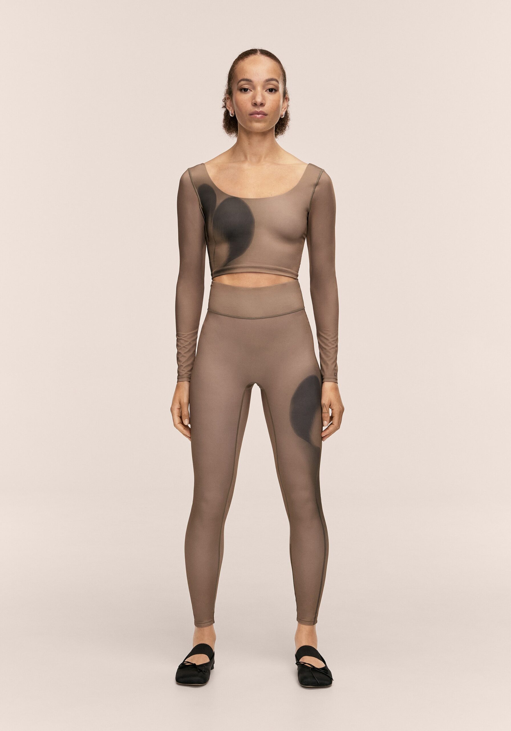 Casall Aura Flower print tights - Aura Lt Khaki