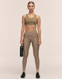 Casall Overlap High Waist Tights - Light Khaki