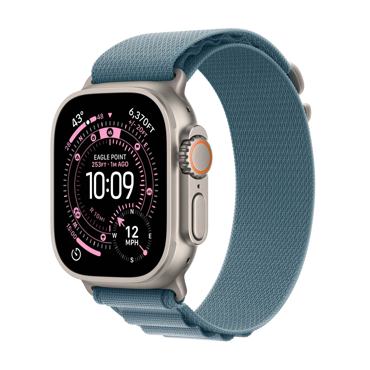 Apple Watch Ultra 3 GPS+Cell 49mm Natural Titanium Light Blue Alpine Loop - Large