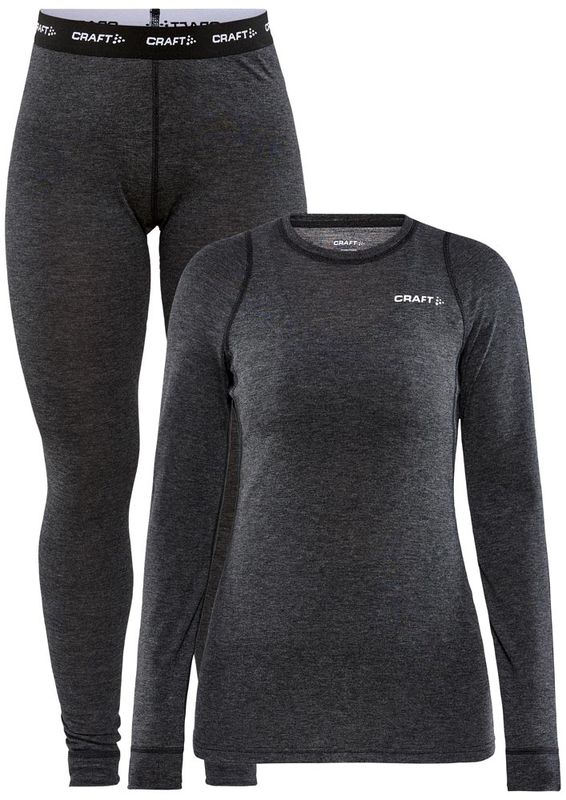 Craft Core Wool Merino Set W Underställ Set Black Melange, XS