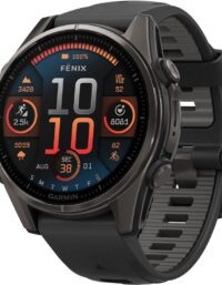 Garmin Fenix 8 Sapphire 43 mm Pulsklocka Carbon Gray DLC Titanium w/ Black/Pebble Gray Silicone