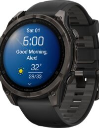Garmin Fenix 8 Sapphire 47 mm Pulsklocka Carbon Gray DLC Titanium w/ Black/Pebble Gray Silicone