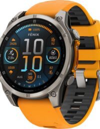 Garmin Fenix 8 Sapphire 47 mm Pulsklocka Titanium w/ Spark Orange/Graphite Silicone Band
