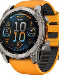 Garmin Fenix 8 Sapphire 51 mm Pulsklocka Titanium w/ Spark Orange/Graphite Silicone Band