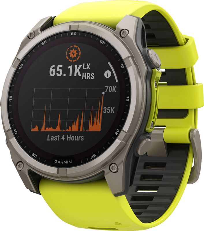 Garmin Fenix 8 Sapphire Solar 51 mm Pulsklocka Titanium/Amp Yellow/Graphite Silicone Band