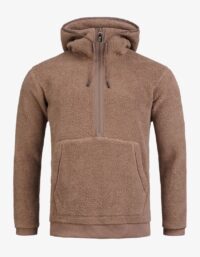 Pelle P - Cormo Half Zip Hoodie, Toffee Pilefleece med huva