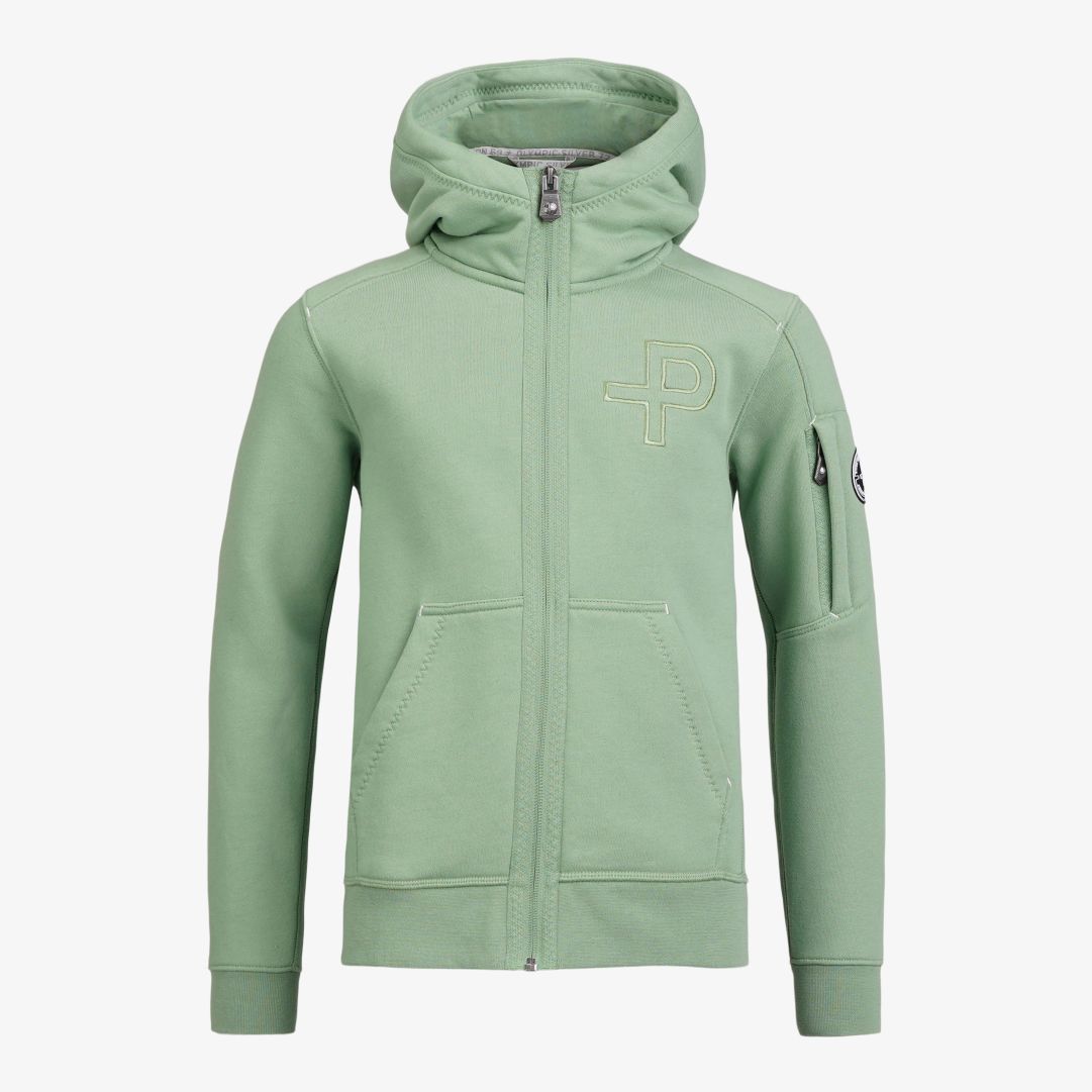 Pelle P - JR P-hoodie, Fennel Green En av våra storsäljare! P-Hoodien är tillverkad i en mjuk och skön bomullsblandning, har två stora kängurufickor framtill oc