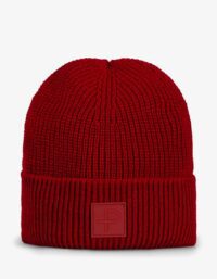 Pelle P - Tiller Knitted Hat, Race red Snygg stickad mössa med uppvik, tillverkad i ull och akryl, med reflexdetalj framtill