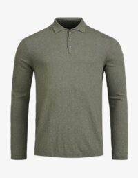 Pelle P - Tiller Polo, Kombu Green Mélange Polotröja till herr tillverkad i en blandning av ekologisk bomull och kashmir, och har en normal passform