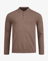 Pelle P - Tiller Polo, Cobblestone Mélange Polotröja till herr tillverkad i en blandning av ekologisk bomull och kashmir, och har en normal passform