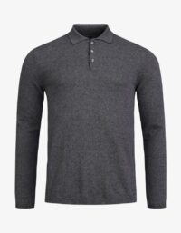 Pelle P - Tiller Polo, Dk Grey Melange Polotröja till herr tillverkad i en blandning av ekologisk bomull och kashmir, och har en normal passform