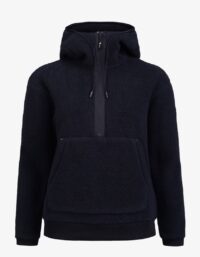 Pelle P - W Cormo Half Zip Hoodie, Dk Navy Blue Pilefleece med huva