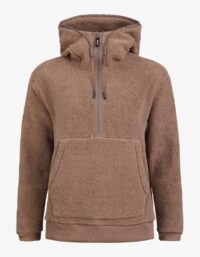 Pelle P - W Cormo Half Zip Hoodie, Toffee Pilefleece med huva