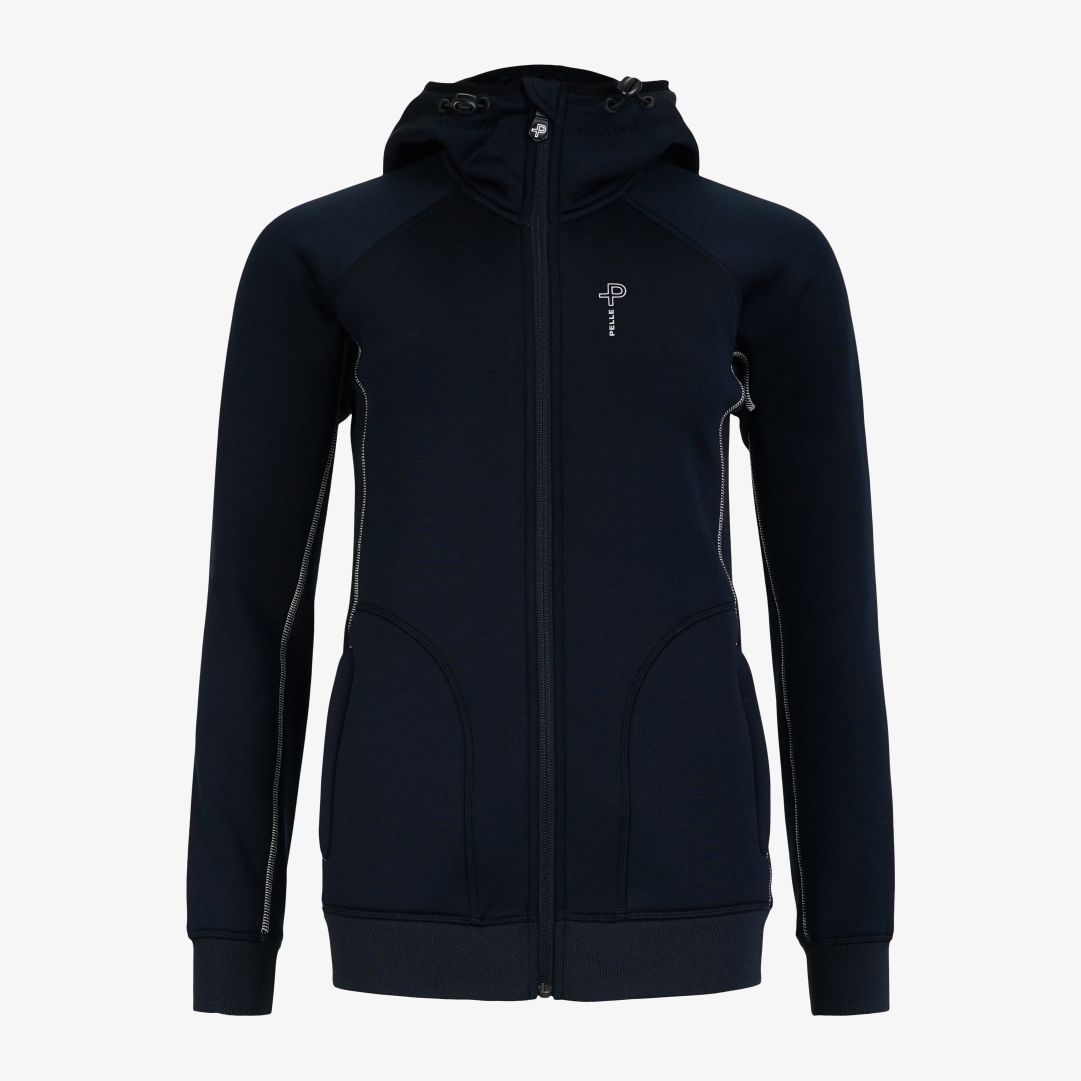 Pelle P - W Levo Rib Hoodie, Dk Navy Blue Levo Rib Hoodie är tillverkad av ett fuktavvisande material med stretch för maximal rörelsefrihet
