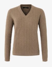 Pelle P - W Tiller Herringbone V-neck, Cobblestone Mélange Avslappnad passform och stilren look