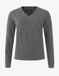 Pelle P - W Tiller Herringbone V-neck, Dk Grey Melange Avslappnad passform och stilren look