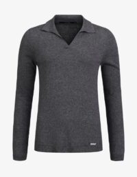 Pelle P - W Tiller Polo, Dk Grey Melange Denna dampolo är tillverkad i en mjuk blandning av ekologisk bomull och kashmir som ger en skön och mjuk känsla