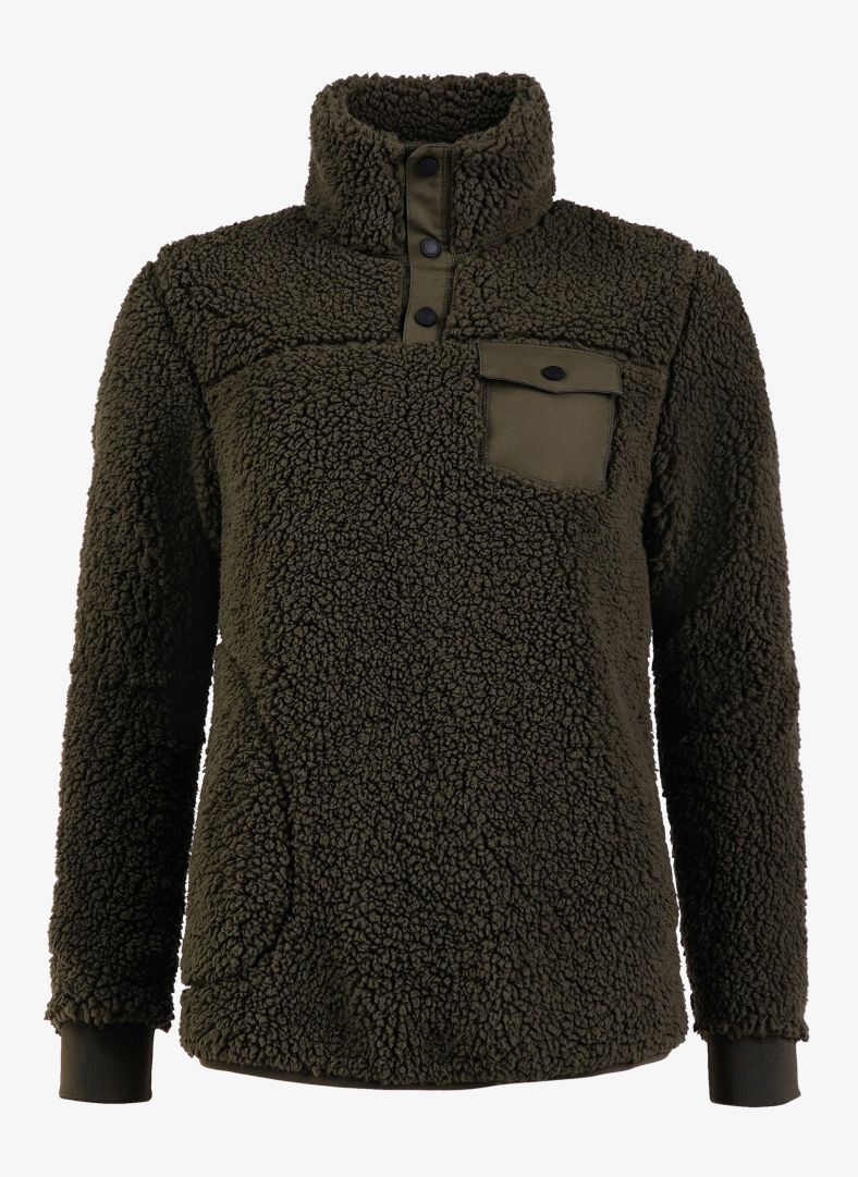 Pelle P - W Sherpa Sweater, Khaki Green Mjuka Sherpa Sweater har alla önskvärda attribut för en varm och skön tröja
