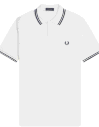 Fred Perry Polo Shirt White w Stripes Mens (Storlek kläder: XXL)