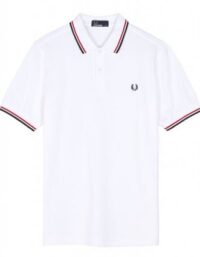 Fred Perry Polo Shirt Snow White w Stripes Mens (Storlek kläder: XXL)