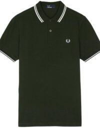 Fred Perry Polo Shirt Night green w White stripes Mens (Storlek kläder: XXL)