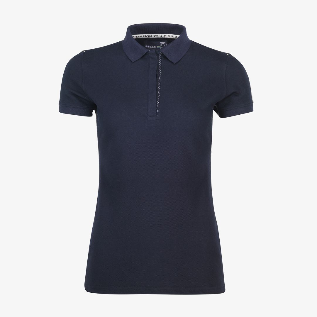 Pelle P - W Team Polo, Dark Navy Silver Pikétröj med ribbad krage och dolda knappar i halsen och en vävd Pelle P-logo på ärmen