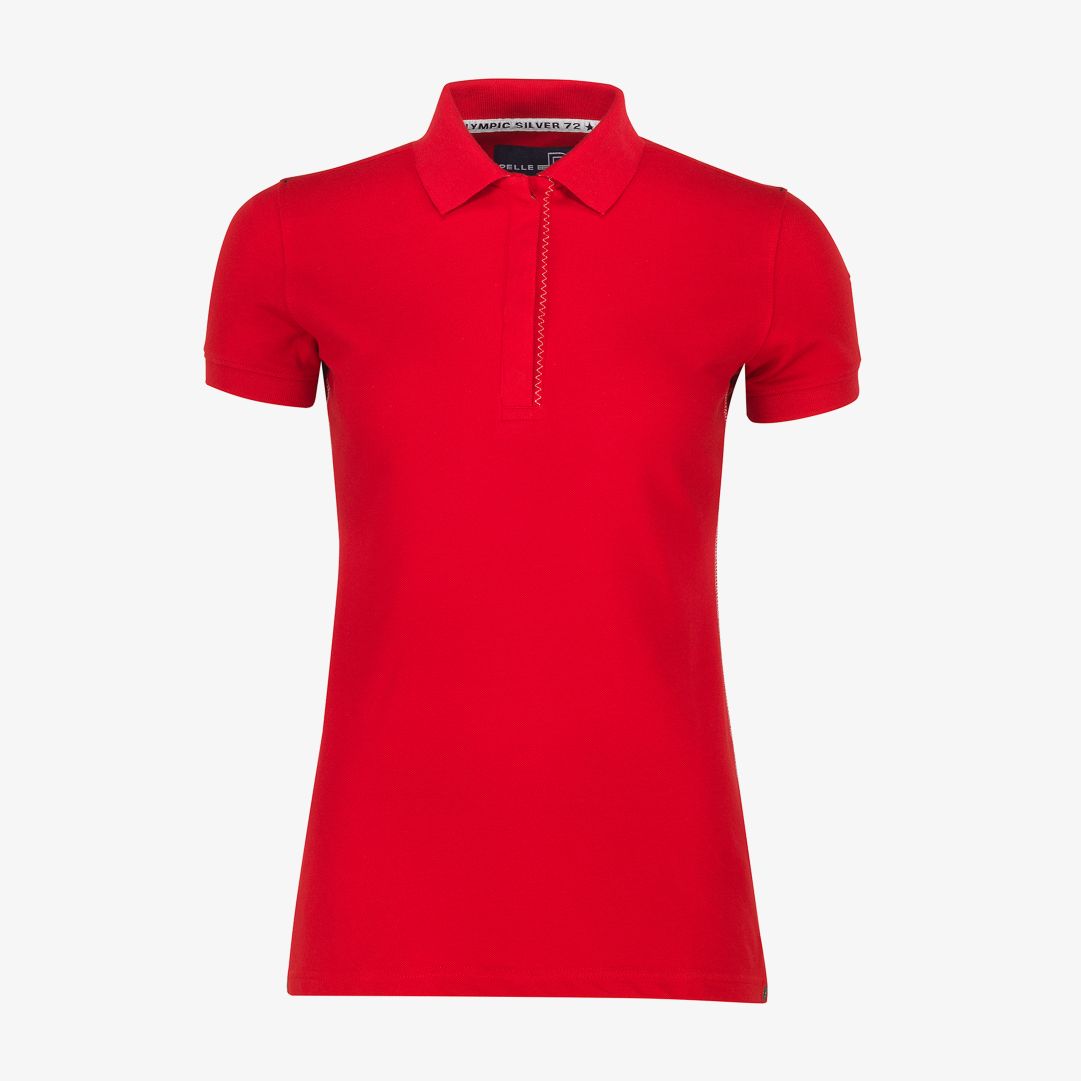 Pelle P - W Team Polo, Race red Pikétröj med ribbad krage och dolda knappar i halsen och en vävd Pelle P-logo på ärmen