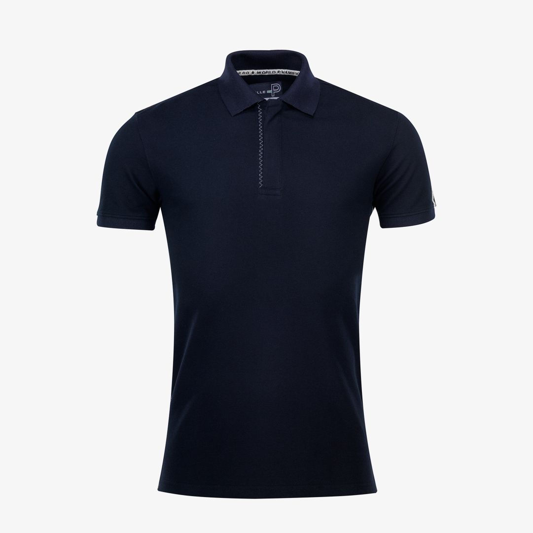 Pelle P - Team Polo, Dark Navy Silver Pikétröja med ribbstickad krage och dolda knappar i halsen och en vävd Pelle P-logo på ärmen