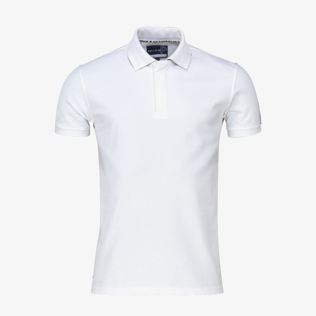 Pelle P - Team Polo, White Pikétröja med ribbstickad krage och dolda knappar i halsen och en vävd Pelle P-logo på ärmen
