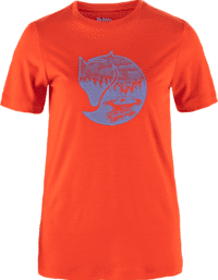 Fjällräven Women's Abisko Wool Fox Short Sleeve Flame Orange-Ultramarine