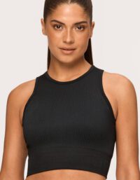 Stronger Rib Seamless Crop Top Black