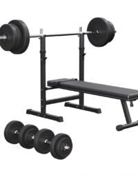 Gorilla Sports Bänkpress BLACK Skivstång Hantlar 70kg