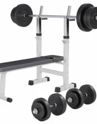 Gorilla Sports Bänkpress WHITE Skivstång Hantlar 70kg