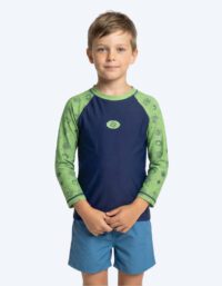 Watery UV-tröja för barn - Brandman Långärmad Rashguard - Grön/Blå - UV kläder barn