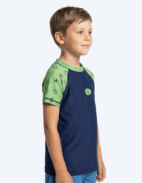Watery UV-tröja för barn - Brandman Kortärmad Rashguard - Mörkblå/grön - UV kläder barn
