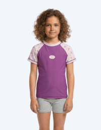 Watery UV-tröja för barn - Brandman Kortärmad Rashguard - Rosa/lila - UV kläder barn