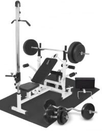 Gorilla Sports Multigym BASIC White 100kg Viktpaket, Lats, Gymgolv