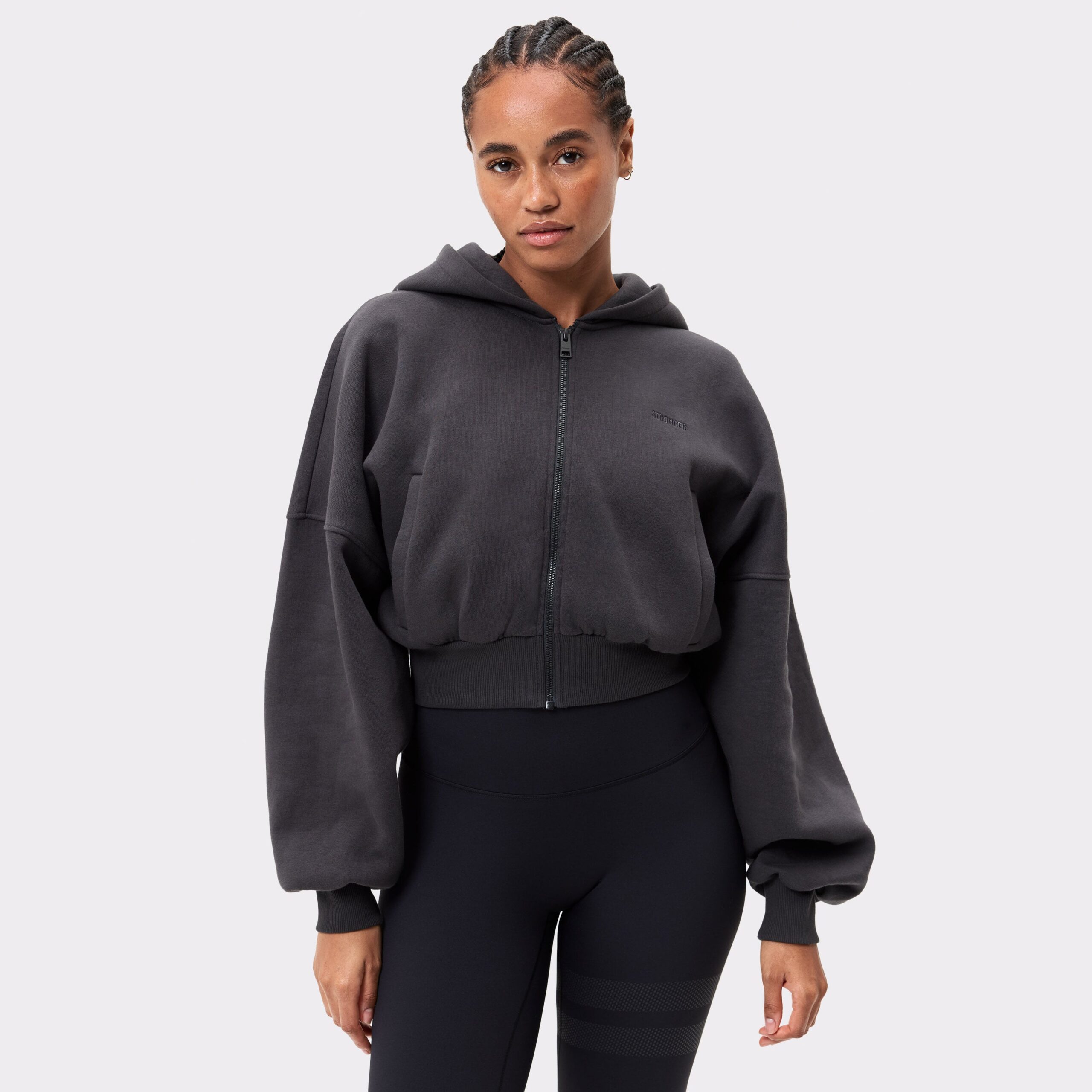 Stronger Relaxed Cropped Full Zip Hoodie