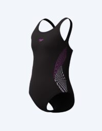 Speedo baddräkt för flickor - Placement Muscleback - Svart/rosa