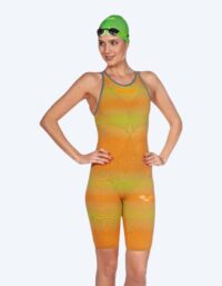 Arena tävlingsbaddräkt för dam - Carbon Air 2 - Lime/orange (Bäst i test)