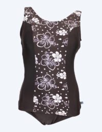 Mirou baddräkt plus size m. blommor för dam - 1180s - Svart/vit