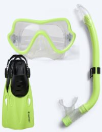 Watery snorkelset för junior (8-15) - Trigger/Masika - Gul/grön - Snorkelset barn (4-16 år)