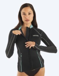 SEAC neoprentröja med blixtlås till kvinnor - Lover - Svart/turkos